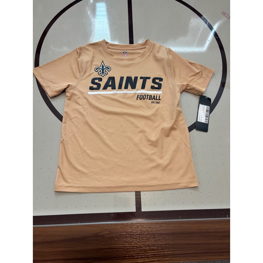 NFL New Orleans Saints Kids Gold Performance T-Shirt Size 7 New With Tags